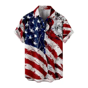 2024 Summer Men'S Shirt Usa Flag Pattern 3d Printing Style T-Shirts Casual Short Sleeved Fashionable American Street Clothing 1