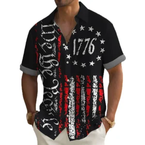 Independence Day 1776 Pattern Hawaiian Shirt For Men/Women Unisex Beach Shirts Summer T-Shirt Streetwear Short Sleeve Shirt 1