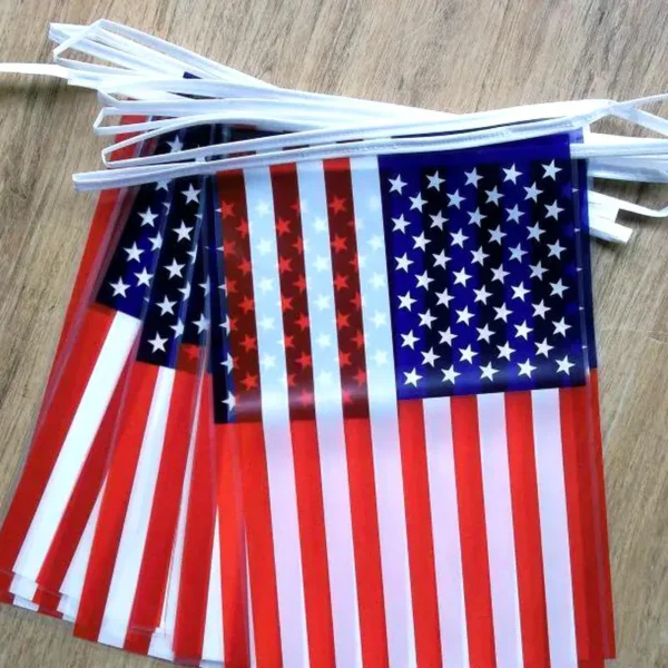 ZXZ USA bunting flag14cmx21cm 20pcs/set American Flag String America USA Bunting Banner small US string flags home decor banner 3