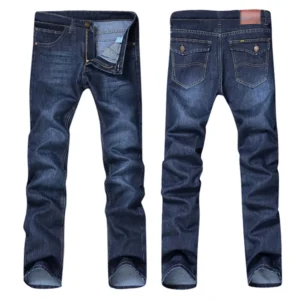 Men Business Jeans Classic Spring Autumn Male Cotton Straight Stretch Brand Denim Pants Summer Overalls Slim Fit Trousers 1