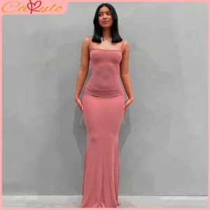 Satin Slip Sleeveless Backless Maxi Dress Women 2023 Y2K Summer Bodycon Elegant Sexy Outfits Ladies Birthday Party Club Sundress 1